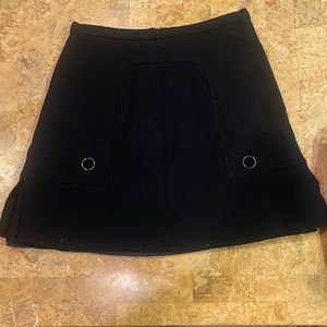 Wool skirt by Goat, made in UK, 8, lined, flare side pleats. Zips in back.